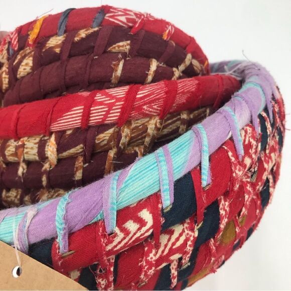 SERRY Set of 3 Chandi Colorful Recycled Sari Sustainable Woven Basket Set NEW - Picture 4 of 16